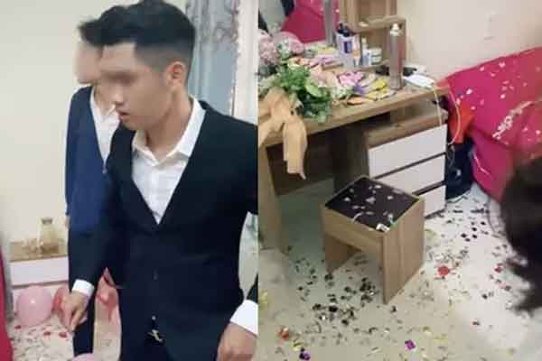Chú rể ngao ngán vì nhóm bạn thân bắn pháo giấy khắp phòng tân hôn
