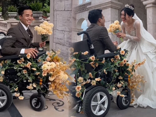 ảnh cưới đẹp như cổ tích của chàng trai không chân và cô vợ xinh xắn gây bão MXH