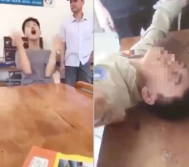 Xôn xao clip 2 nam sinh trợn mắt la hét trong lớp học sau khi sử dụng thuốc lá điện tử