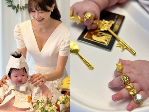 Mới 100 ngày tuổi, con gái sao nữ đã đeo vàng nặng trĩu tay, dân mạng nhìn mà sốc
