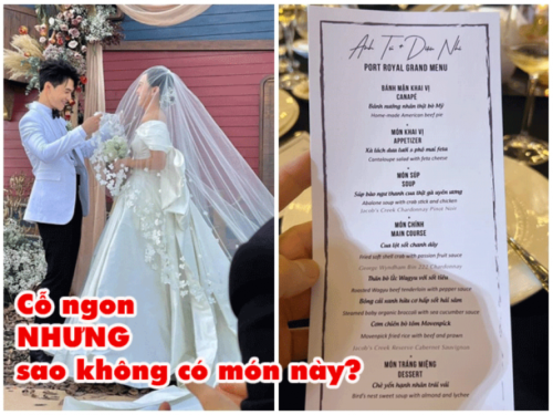 Ngó thực đơn đám cưới Anh Tú - Diệu Nhi, dân mạng thi nhau hỏi "sao không có món này"