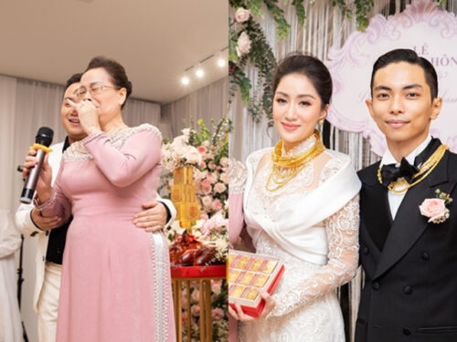 Sính lễ "khủng" Phan Hiển mang sang hỏi cưới Khánh Thi, mẹ ruột cô dâu khóc nức nở trao của hồi môn
