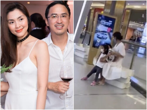 Lấy chồng đại gia, Tăng Thanh Hà bị người đi đường chộp cảnh bỉm sữa tay bế con tay ăn kem vất vả