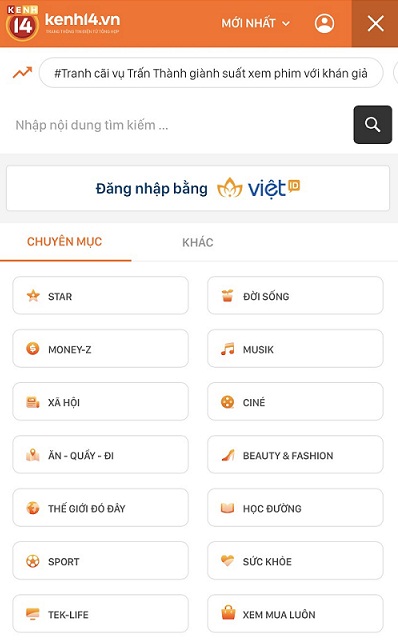 các chuyên mục của kênh14