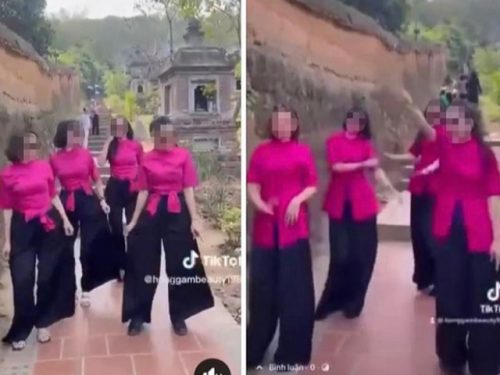Xôn xao clip 4 cô gái nhảy nhót tại nơi yên nghỉ của 1000 vị tăng ni