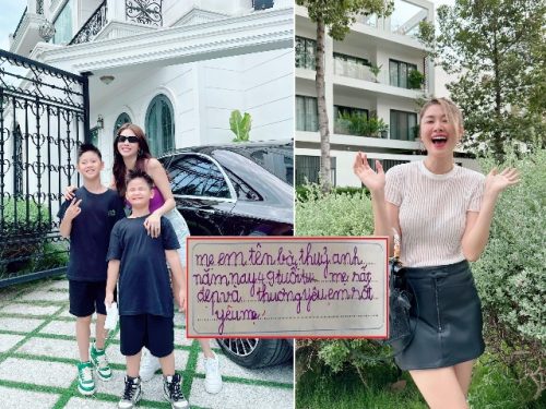 Là một người mẹ, nhìn con khỏe mạnh, bình an, vui vẻ, học giỏi, đạt được thành tích gì đó đều đủ làm các chị em “lịm tim” vì hạnh phúc. Là một hotmom nổi tiếng, bà xã ca sĩ Đăng Khôi – cựu hot girl Thủy Anh cũng có tâm lý như thế. Tuy nhiên mới đây, bà mẹ 2 con này đã bị “ngã ngửa” khi đọc được bài văn miêu tả mẹ của cậu con trai út Đăng Anh. Theo đó, bài tập trong sách ra đề là hãy “viết về một người thân của em theo gợi ý của hoạt động luyện nói”. Và Đăng Anh đã lựa chọn mẹ là nhân vân chính để làm bài. Thế nhưng, thay vì miêu tả những nét đẹp của mẹ thì cậu bé lại chia sẻ: “Mẹ em tên là Thủy Anh, năm nay 49 tuổi. Mẹ rất đẹp và thương yêu em, em rất yêu mẹ”. Đọc được những lời nói chân thật này, cựu hotgirl sinh năm 1985 chỉ biết “dở khóc dở cười”: “Chân dung bài văn tả mẹ vô cùng cảm động đến từ một cậu bé rất yêu thương mẹ. Mẹ cậu đi xa đọc được bài văn này đã cảm động suýt rớt nhiều giọt nước mắt với con số 49 mà cậu dành tặng mẹ”. Kèm theo đó, bà xã ca sĩ Đăng Khôi còn đính kèm hình ảnh cười hóm hỉnh đáng yêu của cậu út. Thủy Anh "dở khóc dở cười" với bài văn miêu tả mẹ "49 tuổi" của cậu út Đăng Anh. Trong khi thực tế thì cô tuy là "gái 2 con" vẫn còn trẻ trung, xinh đẹp không kém gì gái son. Được biết, Thủy Anh và Đăng Khôi là cặp vợ chồng trẻ thành đạt trong showbiz Việt khi sở hữu khối lượng tài sản khủng. Điển nhất là phải kể đến căn biệt thự mà họ đang sinh sống có trị giá lên tới khoảng 50 tỷ tại Quận 7 của Thành phố Hồ Chí Minh. Chưa kể, vợ chồng Thủy Anh còn cực kỳ “mát tay” trong chuyện làm ăn nên số lượng bất động sản cũng không thể kể đếm. Ngoài ra, cựu hotgirl Hà thành còn khiến mọi người phải xuýt xoa về độ giàu có khi liên tục tậu xế hộp bạc tỷ và sắm đồ hiệu đắt đỏ. Thủy Anh và Đăng Khôi là cặp vợ chồng trẻ thành đạt, giàu có với hai cậu con trai điển trai và ngoan ngoãn. Hình ảnh 3D của căn biệt thự triệu đô mà vợ chồng Thủy Anh cùng hai con đang sinh sống. Không chỉ có thế, hotmom Thủy Anh còn liên tục thay xế hộp xịn, điều này đủ thấy kinh tế gia đình của họ dư dả như thế nào. Không những giàu có bậc nhất, hai vợ chồng Đăng Khôi – Thủy Anh còn hạnh phúc khi có với nhau hai cậu con trai Đăng Khang và Đăng Anh. Cả hai cậu bé đều trắng trẻo, điển trai khi thừa hưởng nhiều nét đẹp của cả bố lẫn mẹ. Trong khi anh hai đã lớn phổng phao thì Đăng Anh vẫn mũm mĩm đáng yêu và hay làm trò hài hước với mẹ. Đăng Anh là cậu bé mũm mĩm đáng yêu, đẹp trai khi thừa hưởng nhiều nét đẹp của bố mẹ. Cậu bé cũng rất hay làm trò hề để trêu mẹ. Tuy giàu có là thế nhưng Thủy Anh lại nuôi con theo kiểu “con nhà nghèo”. Cụ thể là vợ chồng nam ca sĩ đã không lựa chọn cho hai con theo học ở một trường quốc tế nổi tiếng như nhiều nghệ sĩ khác, thay vào đó, họ lựa cho con học ở trường công lập với mức học phí chỉ khoảng 1 triệu đồng/tháng. Lý giải về chuyện này, Thủy Anh từng tiết lộ vợ chồng cô muốn con được học ở một môi trường đa dạng, con nhà khác thế nào thì con mình cũng như thế. Với lại, được rèn luyện trong một môi trường kỷ luật sẽ rèn cho hai con của cô trưởng thành và bản lĩnh hơn khi bước ra ngoài xã hội. Bà mẹ 2 con bày tỏ: “Thủy Anh lựa chọn cho con học trường công vì muốn cho con một môi trường học dạn dĩ, chan hòa với tất cả các bạn. Thủy Anh muốn con không bị xa cách quá so với tất cả mọi người vì ở trường công, có những bé xuất thân trong gia đình có điều kiện nhưng cũng có những bé sống ở gia đình bình thường. Thủy Anh không muốn vì ba mẹ là người nổi tiếng nên con nghĩ mình đặc biệt hơn các bạn. Con cũng giống như bao đứa trẻ khác là cần được đến trường, cần được dạy dỗ và giao lưu với các bạn. Học ở trường công áp lực hơn nhiều nhưng theo Thủy Anh, áp lực đó sẽ giúp cho con có kinh nghiệm để khi lớn lên, có cuộc sống riêng sẽ không bỡ ngỡ và rắn rỏi hơn”. Thế nhưng, vợ chồng Thủy Anh lại không lựa chọn trường quốc tế cho con theo học, thay vào đó cô để con học trường công lập nhằm rèn con kỷ luật cũng như được va chạm với nhiều bạn học sinh có hoàn cảnh khác nhau. Đặc biệt, Thủy Anh không phải là mẫu phụ huynh dùng điểm số làm thước đo thành tích học tập của con. Cô cho biết bản thân chưa bao giờ tạo áp lực bắt con phải đạt 10 điểm. Và cô luôn sẵn sàng cùng con vượt qua mọi khó khăn. Đối với Thủy Anh, “việc học hành của hai mẹ con là một trải nghiệm có vui buồn, hạnh phúc đủ cả luôn”. Vợ chồng ca sĩ Đăng Khôi thường xuyên dẫn con đi chơi khắp nơi để con được thư giãn, vui chơi, và trải nghiệm nhiều thứ trong cuộc sống. Không chỉ là một phụ huynh tâm lý, Thủy Anh còn là một bà mẹ rất thông thái khi luôn dành thời gian rảnh cho các con đi chơi, đi du lịch thì cô còn thường cho con về quê để hai con có được những trải nghiệm thú vị như ngắm đồng lúa, thử cách chăn bò,… “Hai vợ chồng tôi luôn muốn các con biết nhiều về cuộc sống xung quanh, về các môi trường, hoàn cảnh sống khác biệt thay vì quanh quẩn trong máy lạnh, tivi, điện thoại trong dịp nghỉ hè", bà mẹ 2 con chia sẻ. Có thể thấy rằng, mặc dù gia đình có thừa điều kiện để cho các con một cuộc sống vương giả, nhưng vợ chồng Thủy Anh lại lựa chọn đặt giáo dục đạo đức, rèn kỷ cương của con lên hàng đầu. “Con phải học chữ Việt thật giỏi, học được tinh thần người Việt, lễ phép, kính trên nhường dưới, bao dung, hoà đồng, hiểu sâu hơn về con người và đất nước lịch sử Việt qua từng câu chữ, bài học mỗi ngày trên lớp, nhìn cuộc sống của các bạn xung quanh", ca sĩ Đăng Khôi cho biết. Nghỉ hè, hotmom Thủy Anh cùng chồng đưa hai con về quê để trải nghiệm cuộc sống nông thôn, đi ngắm đồng lúa, đi chăn bò,...