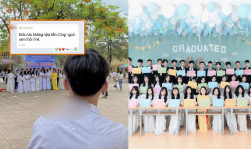 Xôn xao hình ảnh nam sinh không được chụp kỉ yếu vì không có tiền, đọc tin nhắn cô giáo gửi mà chạnh lòng