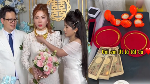 Bà Nhân Vlog tặng 8 vòng vàng nặng trĩu cho em út trong ngày cưới, bị netizen chê “làm màu”