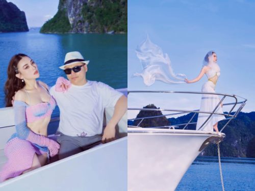 Vợ chồng Phương Oanh tình tứ trên du thuyền, "bàn tay hư" của Shark Bình gây chú ý