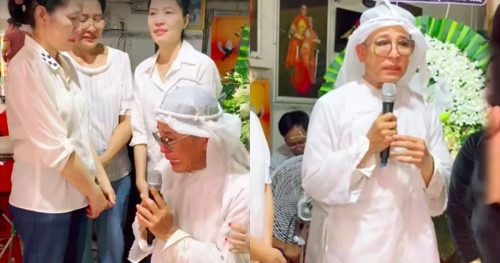 MC Thanh Bạch tiền tụy, quỳ gối trước 3 em gái trong lễ tang của mẹ, khán giả bật khóc nghe lý do