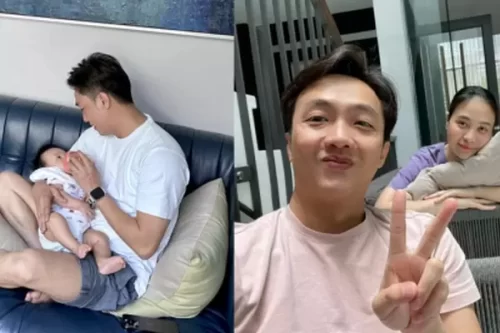 Cường Đô La hé lộ góc mặt con út và tranh thủ nịnh bà xã