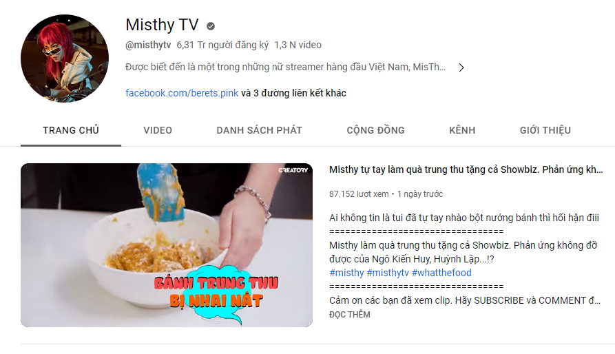 kênh youtube của misthy