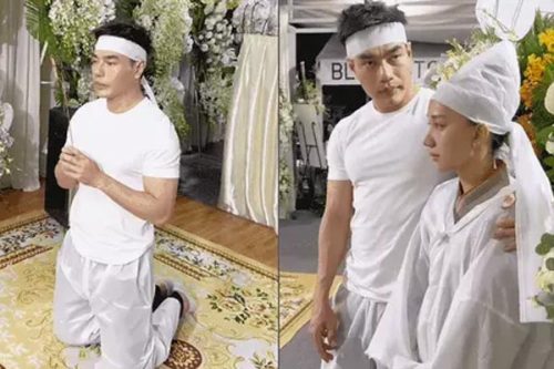 Lê Dương Bảo Lâm kịp về chịu tang mẹ vợ