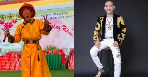 Giang hồ mạng Phú Lê tự xưng ca sĩ, ăn mặc phản cảm vào trường học diễn văn nghệ