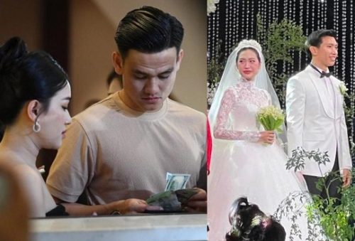 Tối ngày 26/11, netizen Việt đều rộn ràng đồng loạt hướng về đám cưới của cầu thủ Đoàn Văn Hậu và người đẹp Doãn Hải My, được tổ chức ở Hà Nội, quy tụ dàn khách mời siêu khủng, toàn những cầu thủ bóng đá, nghệ sĩ nổi tiếng, bạn thân của cặp đôi. Đây là lễ cưới thứ 2, sau khi cặp đôi làm một buổi tiệc tại quê nhà chú rể, tổ chức ở Thái Bình. Hồ Tấn Tài chi khủng tiền đô mừng cưới Văn Hậu - Doãn Hải My, hiếm hoi sánh đôi cùng vợ hơn t.uổi - Hình 1 Một trong những điểm đặc biệt của đám cưới này là dresscode được chọn là: hồng pastel, xám, be tạo nên không khí trang trí ấn tượng và sang trọng. Tất cả khách mời đều tuân thủ theo dresscode này và đã thể hiện sự sáng tạo trong việc lựa chọn trang phục. Xuất hiện trong đám cưới gồm những gương mặt đình đám như: Vợ chồng Mạc Hồng Quân, Hoà Minzy, Bảo Hân, Quang Hải, MC Thu Hoài, Văn Thanh, Hồ Tấn Tài, Bình An, Đỗ Duy Nam, Dũng Hớn, Tuấn Hưng,... Hồ Tấn Tài chi khủng tiền đô mừng cưới Văn Hậu - Doãn Hải My, hiếm hoi sánh đôi cùng vợ hơn t.uổi - Hình 2 Góp mặt trong dàn khách mời, hậu vệ Hồ Tấn Tài - người bạn thân thiết của Đoàn Văn Hậu đã đến từ sớm, sánh đôi cùng bà xã để dự tiệc, chúc mừng ngày vui của bạn mình. Đây cũng là lần hiếm hoi nam cầu thủ xuất hiện cùng bà xã, bởi khoảng cách về địa lý, nên hiếm khi nào vợ anh có mặt tại các trận đấu để cổ vũ anh. Hồ Tấn Tài chi khủng tiền đô mừng cưới Văn Hậu - Doãn Hải My, hiếm hoi sánh đôi cùng vợ hơn t.uổi - Hình 3 Số tiền mừng cưới của vợ chồng Hồ Tấn Tài dành cho Đoàn Văn Hậu - Doãn Hải My cũng được dân tình chú ý. Theo đó, nam cầu thủ đã để vào phong bì một xấp tiền đô, được biết có mệnh giá là 200 USD, tính ra tiền Việt sẽ rơi vào khoảng hơn 4,8 triệu đồng. Hồ Tấn Tài chi khủng tiền đô mừng cưới Văn Hậu - Doãn Hải My, hiếm hoi sánh đôi cùng vợ hơn t.uổi - Hình 4 Việc xuất hiện cùng chồng Hồ Tấn Tài, cũng khiến vợ anh là Phạm Thị Hiếu nhận về nhiều sự quan tâm. Cô là người đẹp sinh năm 1995, hiện đang là chủ một cơ sở làm đẹp tại Bình Định. Vợ Tấn Tài diện váy ôm sát màu đen, để lộ phần xương quai xanh. Tuy nhiên nhiều ý kiến cho rằng cô trang điểm khá đậm nên khi đi chung sẽ bị già hơn chàng cầu thủ. Bên cạnh đó, về t.uổi tác thật thì cô cũng hơn chồng mình 2 t.uổi, khi Hồ Tấn Tài chỉ sinh năm 1997. Hồ Tấn Tài chi khủng tiền đô mừng cưới Văn Hậu - Doãn Hải My, hiếm hoi sánh đôi cùng vợ hơn t.uổi - Hình 5 Phạm Hiếu và Tấn Tài hẹn hò từ năm 2019, hai người tình cờ gặp nhau tại một quán ăn và được một người bạn chung giới thiệu. Cặp đôi này đã kết hôn vào năm 2022, khi Tấn Tài đã hoàn thành mọi dự định trong công việc, cùng với đó dịch bệnh ổn định mới tổ chức lễ cưới. Trước đó Tấn Tài và Phạm Thị Hiếu đã có một cậu con trai tên ở nhà là Tiger. Hồ Tấn Tài chi khủng tiền đô mừng cưới Văn Hậu - Doãn Hải My, hiếm hoi sánh đôi cùng vợ hơn t.uổi - Hình 6 Đám cưới của Đoàn Văn Hậu và Doãn Hải My được diễn ra tại một khách sạn 5 sao. Khoảnh khắc ngọt ngào, hạnh phúc của cả hai trong lễ cưới, cũng đang tràn ngập trên mạng xã hội, ai cũng lụi tim và mừng rỡ cho ngày trọng đại này của cả hai. Hồ Tấn Tài chi khủng tiền đô mừng cưới Văn Hậu - Doãn Hải My, hiếm hoi sánh đôi cùng vợ hơn t.uổi - Hình 7 Chàng hậu vệ sinh năm 1999 nhẹ nhàng trao nụ hôn ngọt ngào lên môi của cô dâu là top 10 Hoa hậu Việt Nam. Trước đó Văn Hậu đã bật khóc vì xúc động khi cầm trên tay quả bóng mini, bên trong là chiếc nhẫn cưới trao cho cô dâu. Một khoảnh khắc cũng vô cùng xúc động của cô dâu Doãn Hải My: Khi bố mẹ đôi bên đứng ra mắt họ hàng, Hải My đã rưng rưng nước mắt khi bố chồng là ông Đoàn Quốc Thắng phát biểu. Hồ Tấn Tài chi khủng tiền đô mừng cưới Văn Hậu - Doãn Hải My, hiếm hoi sánh đôi cùng vợ hơn t.uổi - Hình 8 Hồ Tấn Tài rút tập tiền USD ra mừng cưới Đoàn Văn Hậu – Doãn Hải My, bỏ phong bì bao nhiêu?