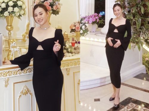 Phương Oanh "bế" bụng bầu thai đôi với Shark Bình đi ăn cưới, "eo bánh mì" lộ rõ ở tháng thứ 3