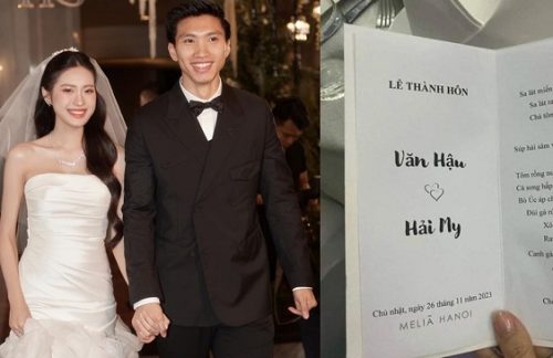 thực đơn đám cưới Đoàn Văn Hậu - Doãn Hải My