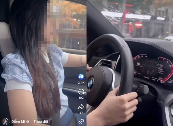 diễm mi lái xe 140km/h