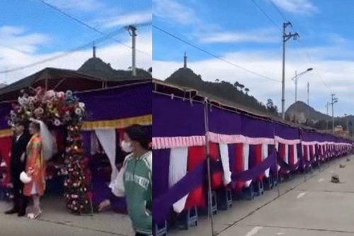 Rạp cưới khổng lồ dài cả cây số gây sốt MXH, đi xe máy mới quay lại hết độ hoành tráng