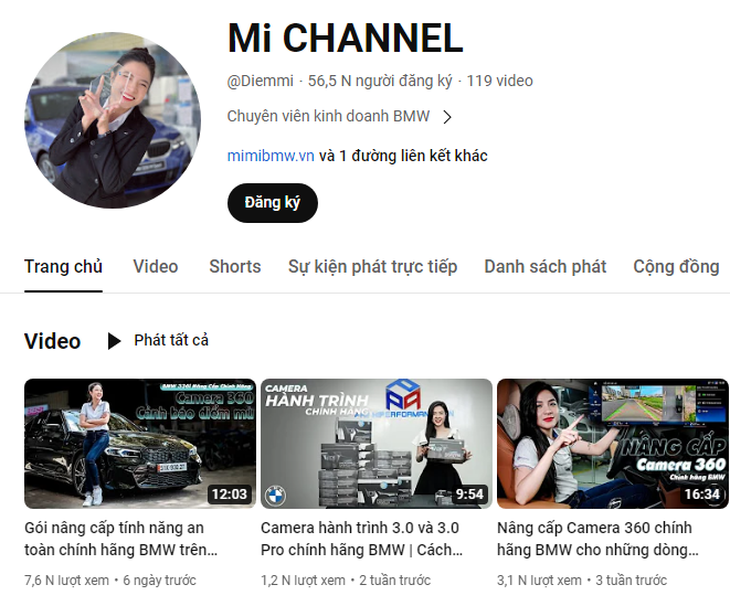kênh yotube diễm mi bmw