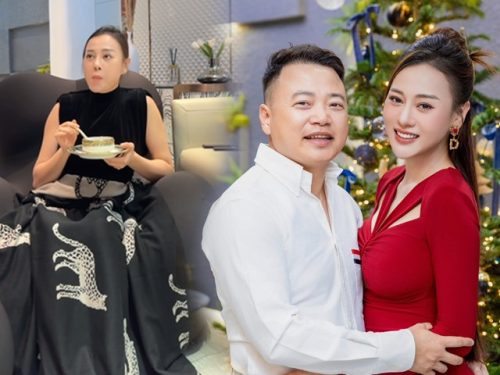 Phương Oanh bầu song thai thong dong ở nhà dưỡng nhan, ăn chè dát vàng tút sắc