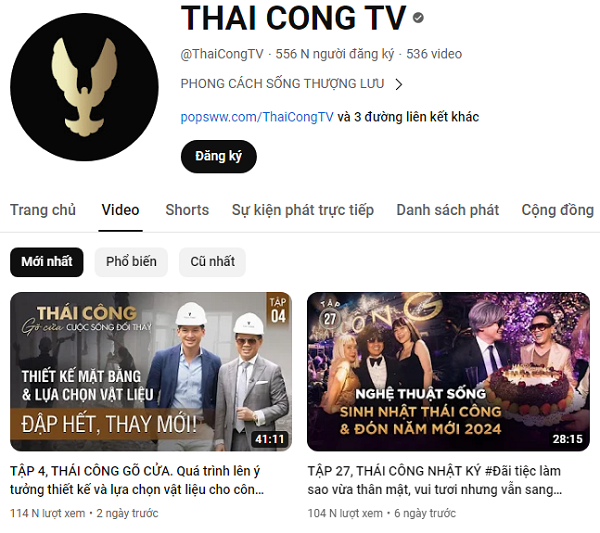kênh youtube thái công
