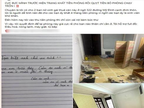 Sự thật bất ngờ đằng sau việc chủ trọ tố 2 nữ sinh viên quỵt tiền 4 tháng còn vứt rác bừa bãi