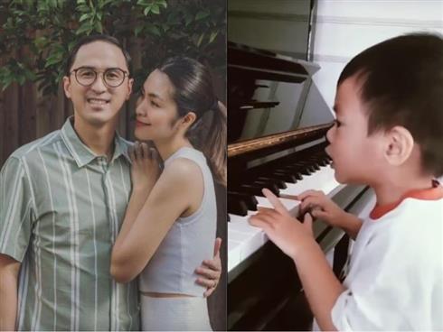 Tăng Thanh Hà hiếm hoi khoe khoảnh khắc cận mặt con trai út, 3 tuổi đã biết vừa đàn vừa hát