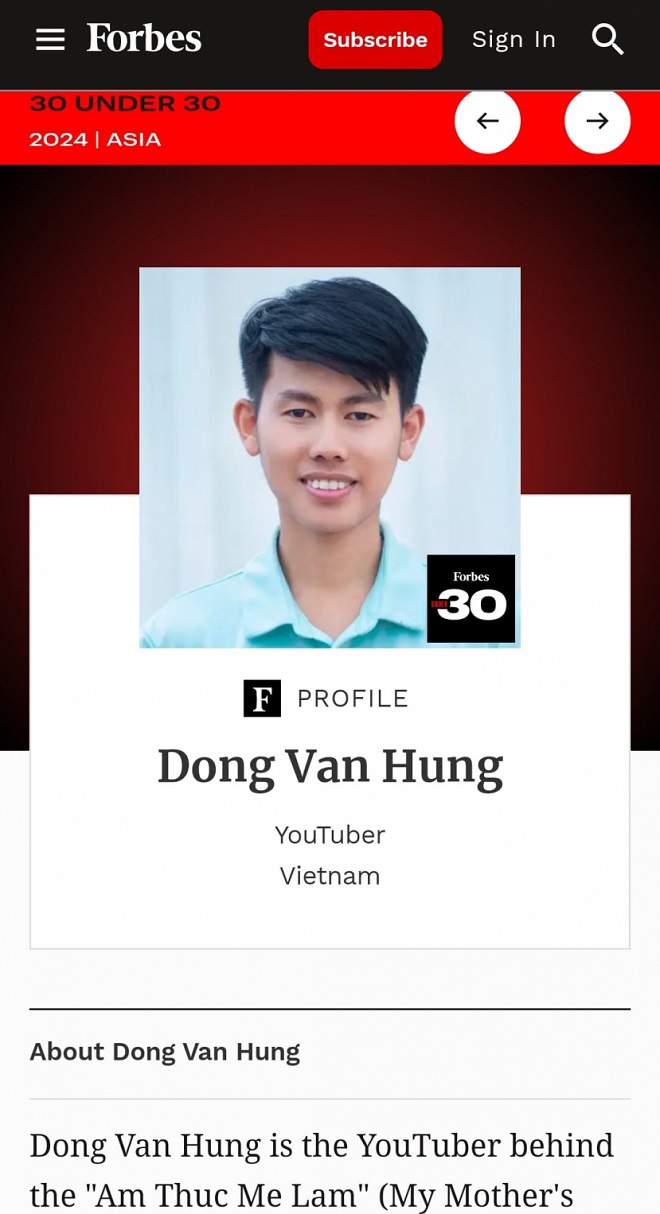 đồng văn hùng được forbes vinh danh