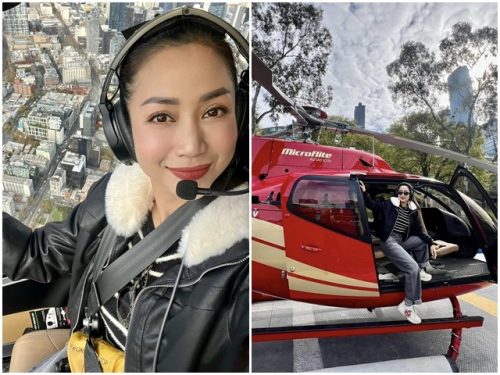 Ốc Thanh Vân lên tiếng về tin đồn tự lái trực thăng tại Úc, ông xã tiết lộ nỗi sợ