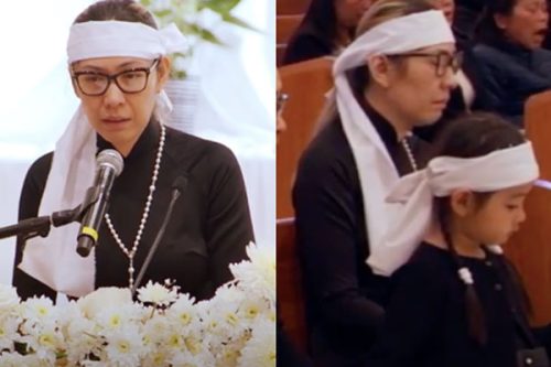 Tang lễ nghệ sĩ Đức Tiến tại Mỹ: Bà xã khóc nghẹn bên linh cữu, con gái nhỏ ngơ ngác gây xót xa