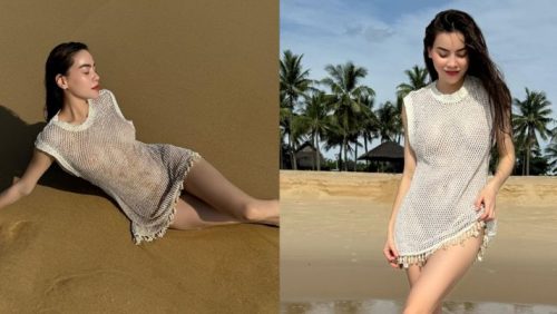 Diện đồ xuyên thấu, Hồ Ngọc Hà tự tin thả rông vòng 1 khoe trọn đường cong trên bãi biển