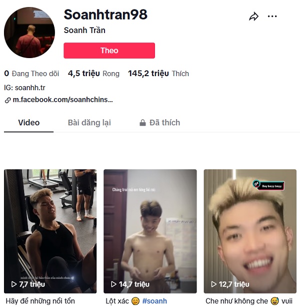 kênh tiktok soanh trần