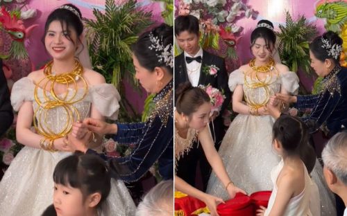 Cô dâu Thanh Hóa đeo vàng lồng vàng: Hai họ tặng nhiều, chưa kiểm kê hết