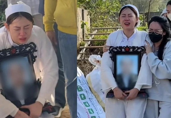 Việt Phương Thoa khóc nấc ôm di ảnh của bố trong đám tang, Viên Vibi ngã quỵ