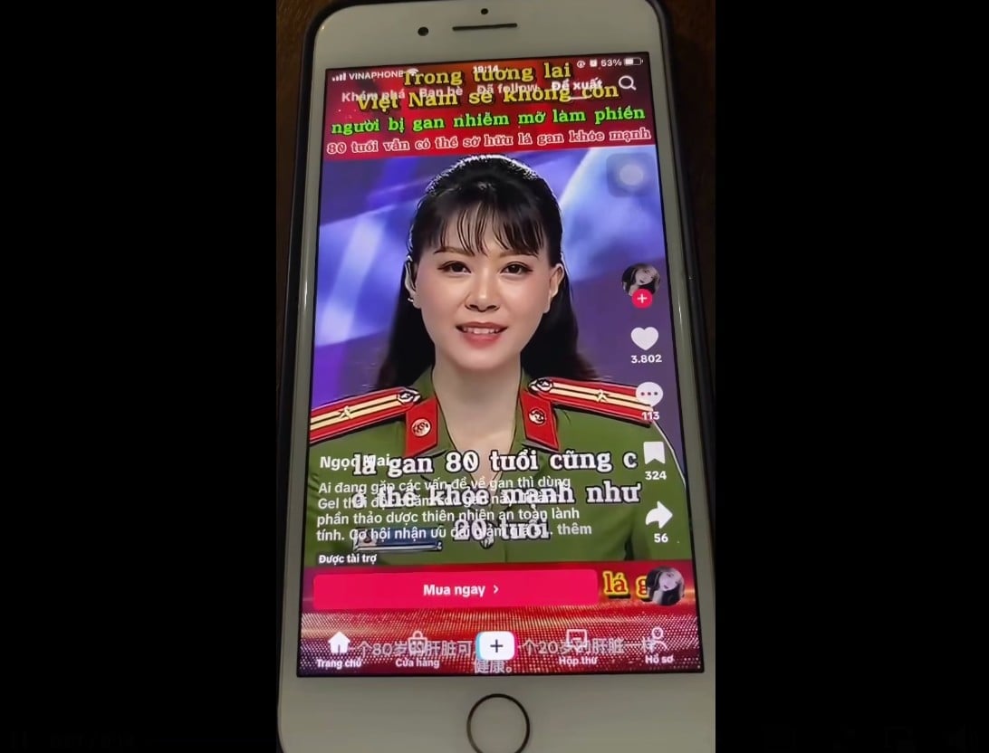 Hình ảnh bị giả mạo của Thiếu tá, BTV Phương Thảo (ANTV)